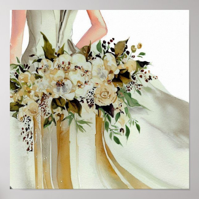 Glamour Gold, Bridal Cascading Bouquet 2, Poster (Vorne)