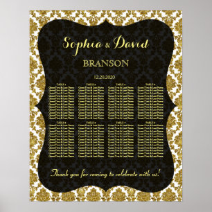 Glamour Gold Damask Hochzeitskarte Poster