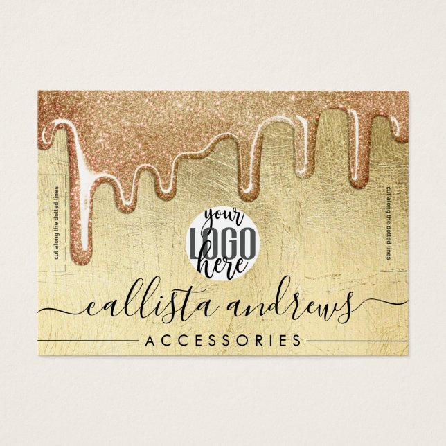 Glamour Gold Diick Glitzer Tropfen Logo-Armband (Vorderseite)