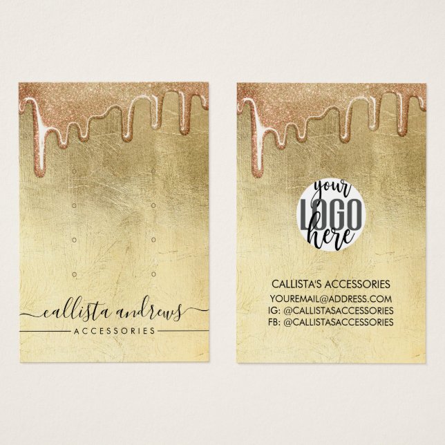 Glamour Gold Diick Glitzer Tropfen Logo-Verleihung (Vorne & Hinten)