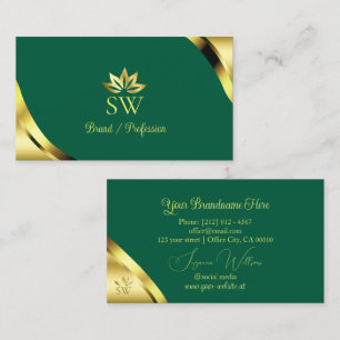 Glamour Gold-Ecken auf Türkis mit Monogramm Visitenkarte