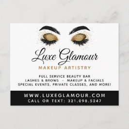 Glamour Gold Eye Lash Brow Bar 4-Foto Marketing Postkarte