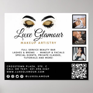 Glamour Gold Eye Lashes Brows Beauty Bar Promo Poster