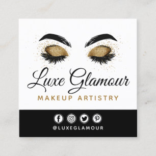Glamour Gold Eye Lashes Brows Beauty Bar Social Quadratische Visitenkarte