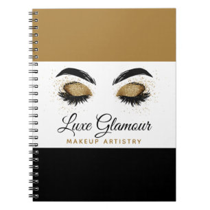 Glamour Gold Eye Lashes Makeup Artist Beauty Bar Notizblock