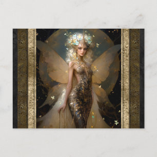 Glamour Gold Fairy Girl Fantasy Kunst, Dichtung un Postkarte