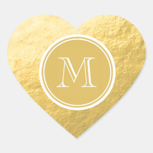 Glamour Gold Foil Backrorgram Herz-Aufkleber