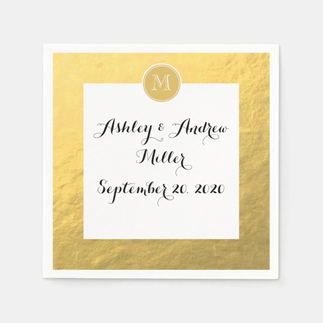 Glamour Gold Foil Backrorgram Serviette (Vorderseite)