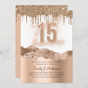 Glamour Gold Foil Glitzer Quinceanera 15. Einladung