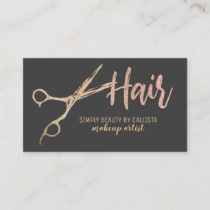 Glamour Gold Foil Glitzer Schere Haar Stylist Visitenkarte