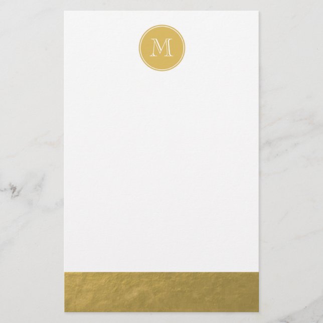 Glamour Gold Foil Monogramm Briefpapier (Vorderseite)