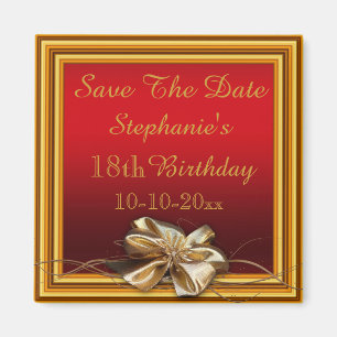 Glamour Gold Frame & Imitate Bow 18. Geburtstag Magnet