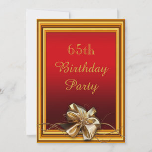 Glamour Gold Frame & Imitate Bow 65. Geburtstag Einladung