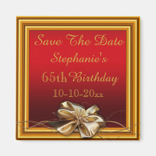 Glamour Gold Frame & Imitate Bow 65. Geburtstag Magnet
