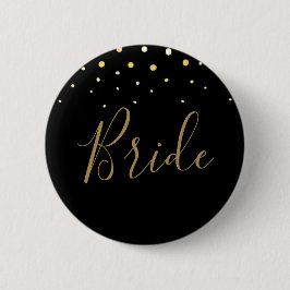 Glamour Gold Glitzer Design New Years Bride Button