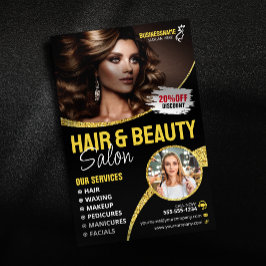 Glamour Gold Glitzer Haar Stylist Beauty Salon Flyer