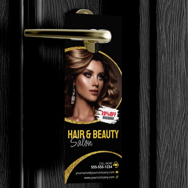 Glamour Gold Glitzer Haar Stylist Beauty Salon Türanhänger (Von Creator hochgeladen)