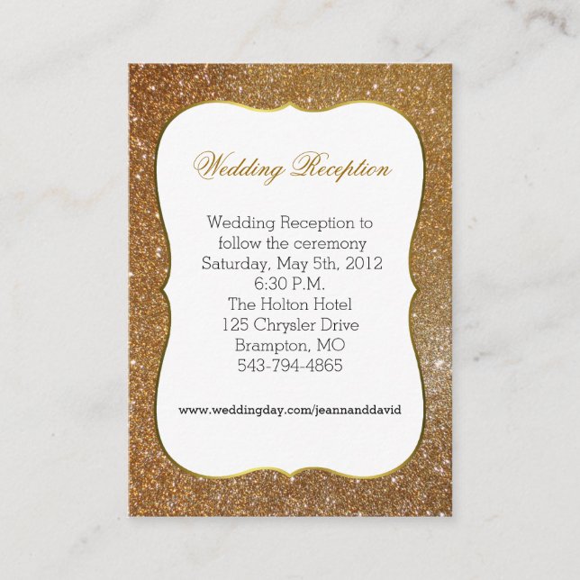Glamour Gold Glitzer Look Wedding Card Begleitkarte (Vorderseite)