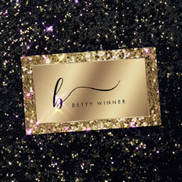 Glamour Gold Glitzer Luxus Script Monogram Visitenkarte