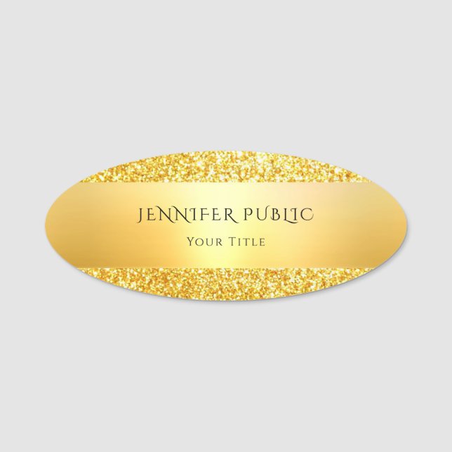 Glamour Gold Glitzer Trendy Elegantes Template Namensschild (Vorderseite)