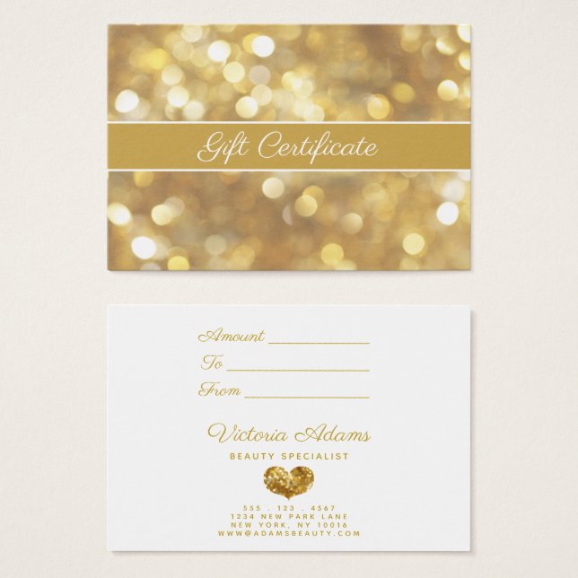 Glamour Gold Glitzern | Salon Gift Certificate (Vorne & Hinten)