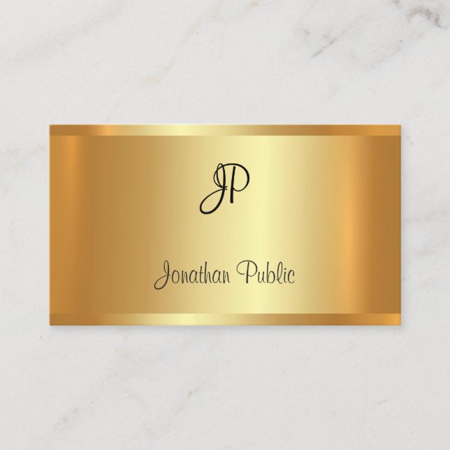 Glamour Gold Look Modernes Berufliches Elegantes L Visitenkarte (Vorderseite)