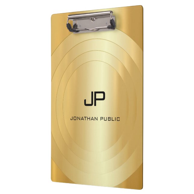 Glamour Gold Look Monogram Elegant Template Klemmbrett (Links)