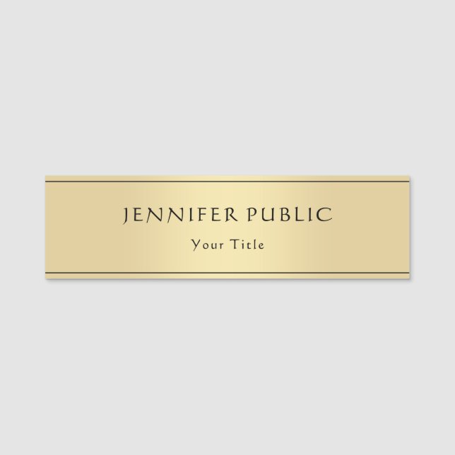 Glamour Gold Look Trendy Modern Template Namensschild (Vorderseite)