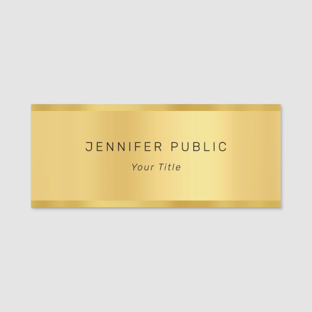 Glamour Gold Moderne elegante Template Rectangle Namensschild (Vorderseite)