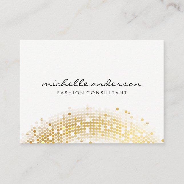 Glamour Gold Sequin White Gray Visitenkarte (Vorderseite)