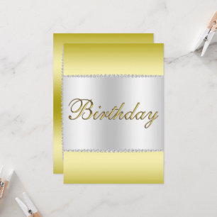 Glamour Gold, Silver & Gemis zum Geburtstag Einladung