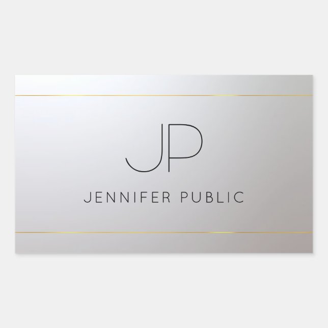 Glamour Gold Silver Monogram Template Personalisie Rechteckiger Aufkleber (Vorderseite)