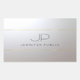 Glamour Gold Silver Monogram Template Personalisie Rechteckiger Aufkleber