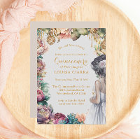 Glamour Gold Sparkle Pastel Blume Quinceanera