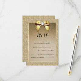 Glamour Gold & Stylish Gem Wedding RSVP Karte