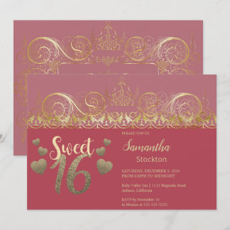 Glamour Gold Sweet 16 Einladung