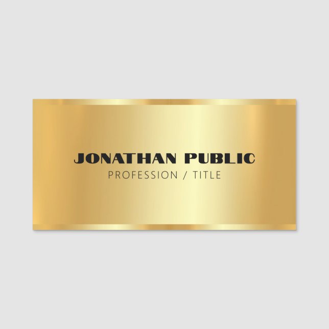 Glamour Gold Template Elegant Moderne Custom Namensschild (Vorderseite)