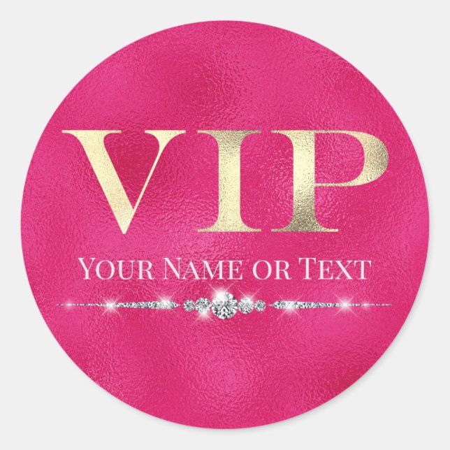 Glamour Gold VIP auf Hot Pink Runder Aufkleber (Vorderseite)