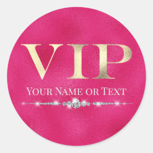 Glamour Gold VIP auf Hot Pink Runder Aufkleber