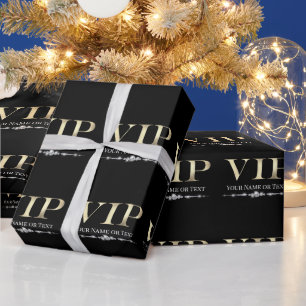 Glamour Gold VIP auf schwarz Geschenkpapier