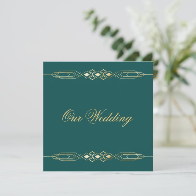 Glamour Gold Wedding Einladung (Stehend Vorderseite)
