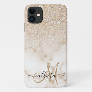 Glamour Gold White Glitzer Marmor Gradient Ombre Case-Mate iPhone Hülle