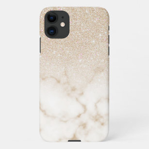 Glamour Gold White Glitzer Marmor Gradient Ombre iPhone 11 Hülle