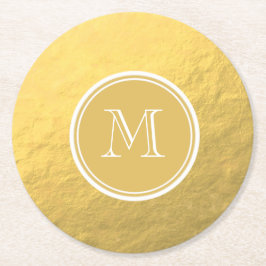 Glamour-Goldfolien-Hintergrund-Monogramm Runder Pappuntersetzer