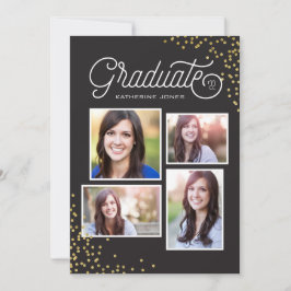 Glamour Grad 4-Foto Collage Abschluss Einladung