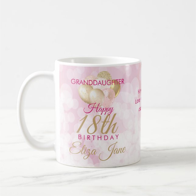 Glamour Grandtochter 18. Geburtstagsballon Kaffeetasse (Links)