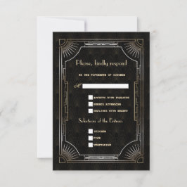 Glamour Great Gatsby Gold Art Deco Hochzeit RSVP Karte