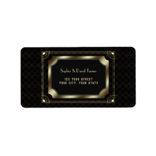 Glamour Great Gatsby Gold Black Art Deco Hochzeit Adressaufkleber