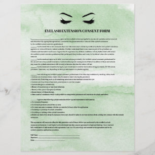 Glamour Green EYELASH EXTENSION CONSENT FORMULAR Flyer