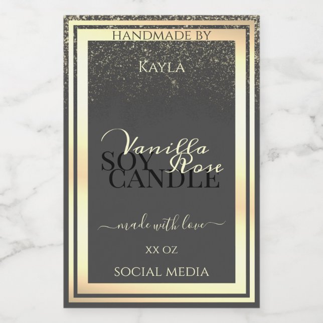 Glamour Grey Product Packaging Labels Gold Frame Lebensmitteletikett (Einzelnes Label)